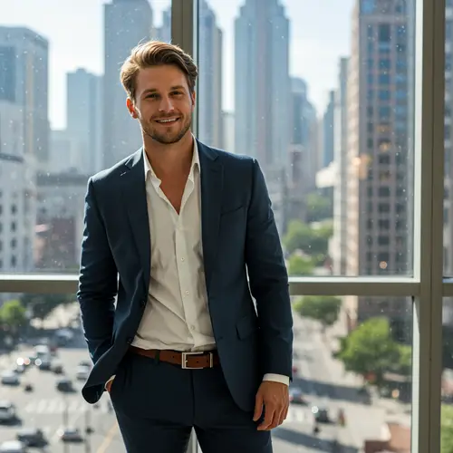 Attractive Caucasian Man with Muscular Build