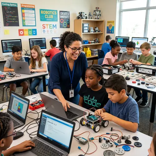 Inspiring Robotics & Programming Teacher in Class