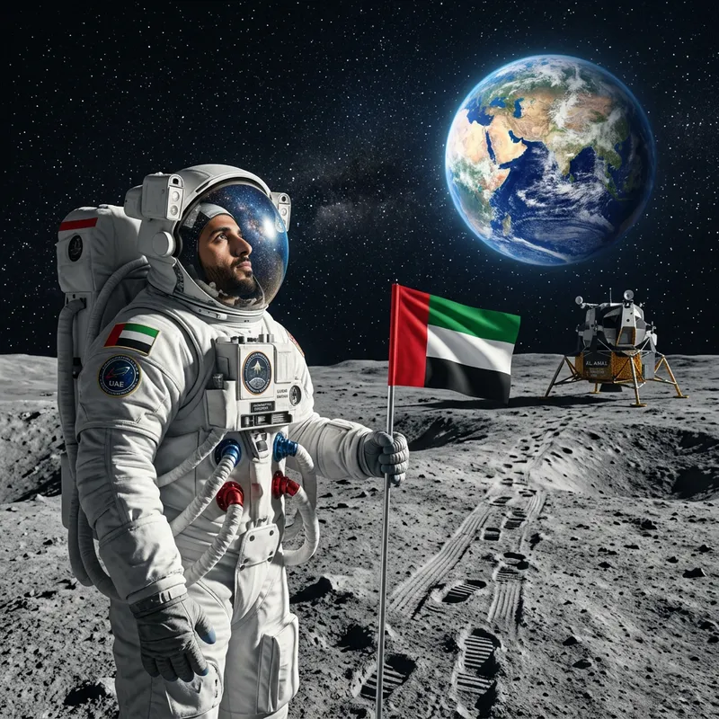 Moon Astronaut Contemplates Earth - Space Exploration Moon Astronaut Contemplates Earth - Space Exploration