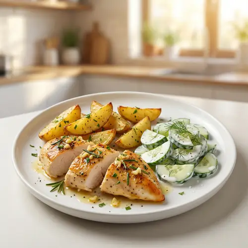 Delicious Home-Cooked Dinner: Roasted Chicken & Salad