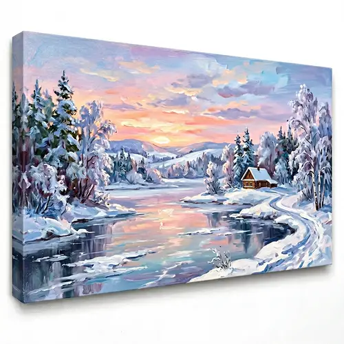 Tranquil Winter Landscape Oil Painting