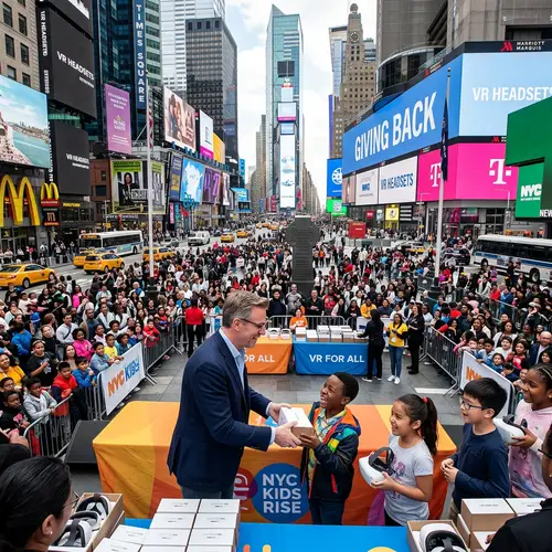 Elon Musk Distributes VR Glasses to New York Kids