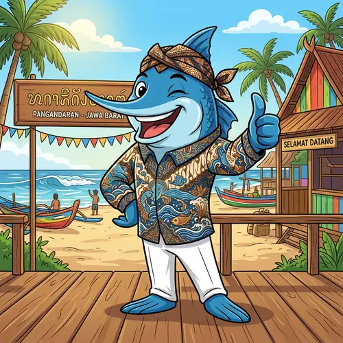 Marlin Mascot Animation in Sundanese Batik