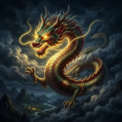Majestic Chinese Dragon with Vibrant Glowing Eyes