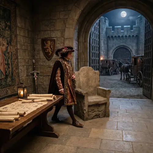 Medieval Noble in Castle | Maps, Sword, Lion Crest