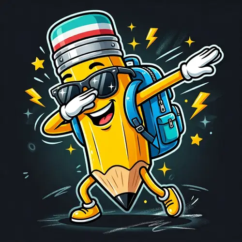 Dabbing Cartoon Pencil Character T-Shirt Design