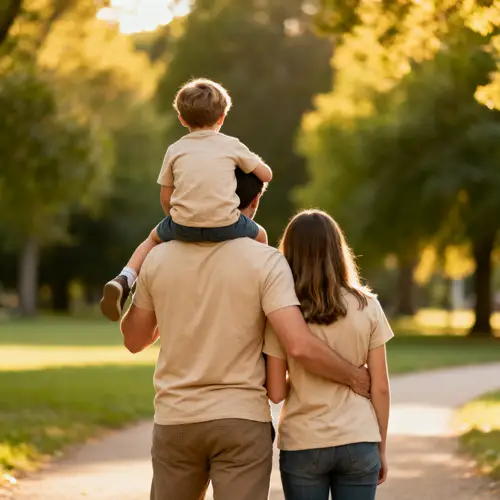 Family Portrait from the Back: Dad, Son & Mom