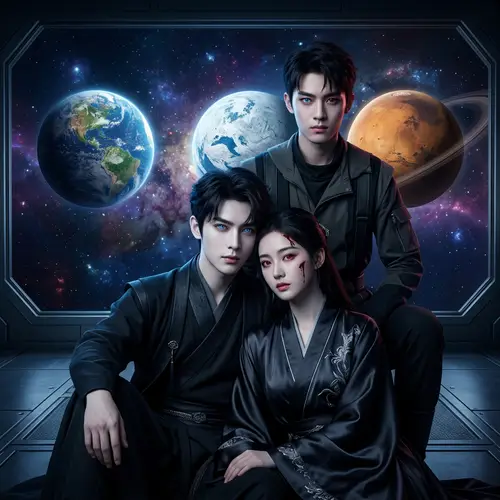 Beautiful Chinese Characters in an Otherworldly Scene