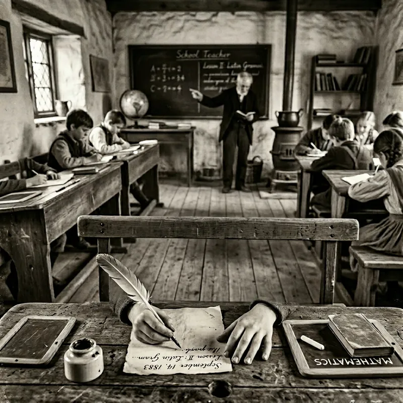 Nostalgic 19th Century Rural Classroom Portrait