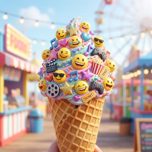 Delicious Ice Cream Cone with Fun Symbols