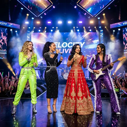 Female Pop Music Band in Elegant New Stage Costumes