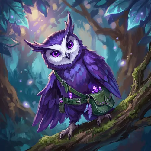 Majestic Purple Owl Art - Fantasy Character Design