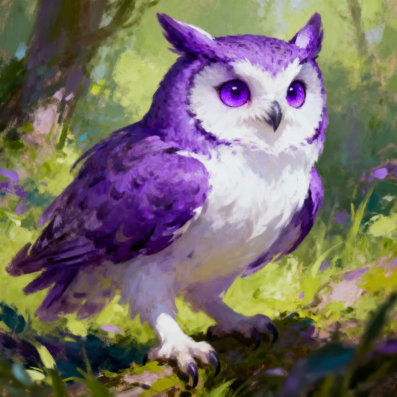 Majestic Purple Owl Art - Fantasy Character Design