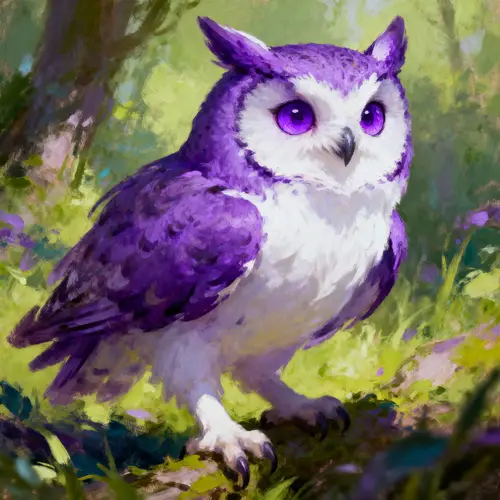 Majestic Purple Owl Art - Fantasy Character Design