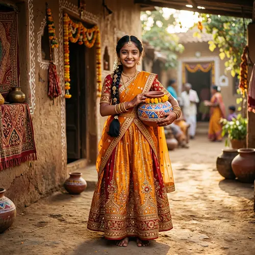 Traditional Indian Girl in Vibrant Lehenga | Cultural Heritage
