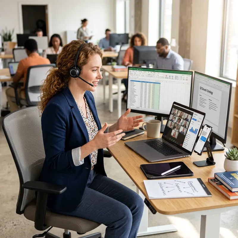 Successful Female Social Media Manager Collaborating for Business Growth