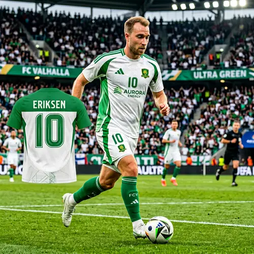 Custom Football Uniform Design - White & Green with Number '10'