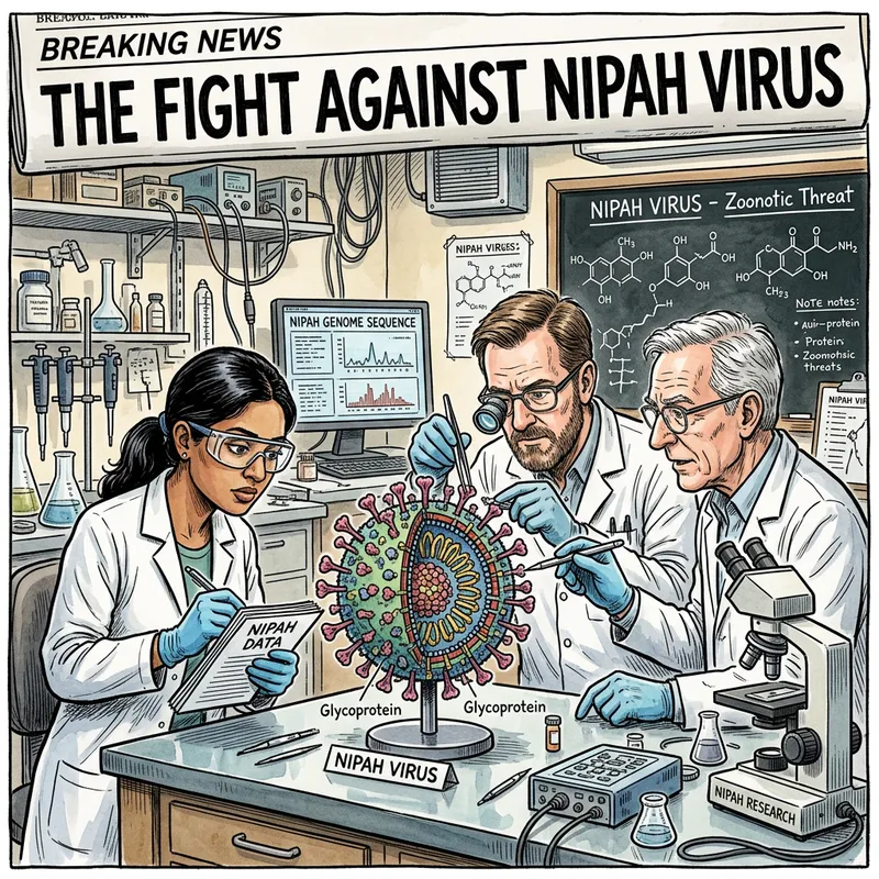 Editorial Cartoon: Nipah Virus Scientific Laboratory Scene Editorial Cartoon: Nipah Virus Scientific Laboratory Scene