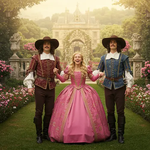 Three Musketeers Save the Princess - Unique Art