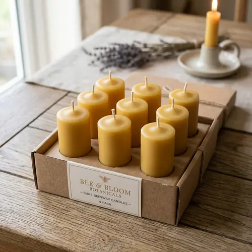 Pack of 9 Pure Beeswax Candles - Premium Quality