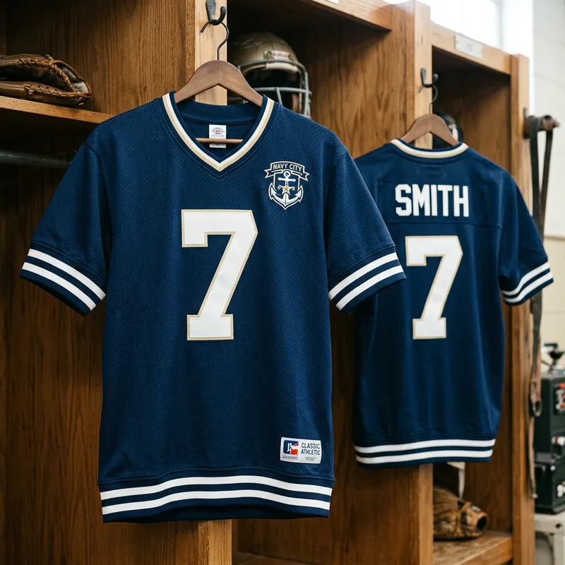 Classic Navy Blue Sports Jersey - Style 7