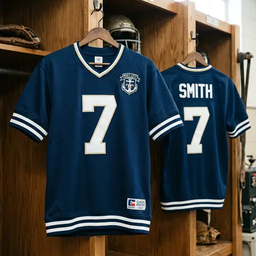Classic Navy Blue Sports Jersey - Style 7