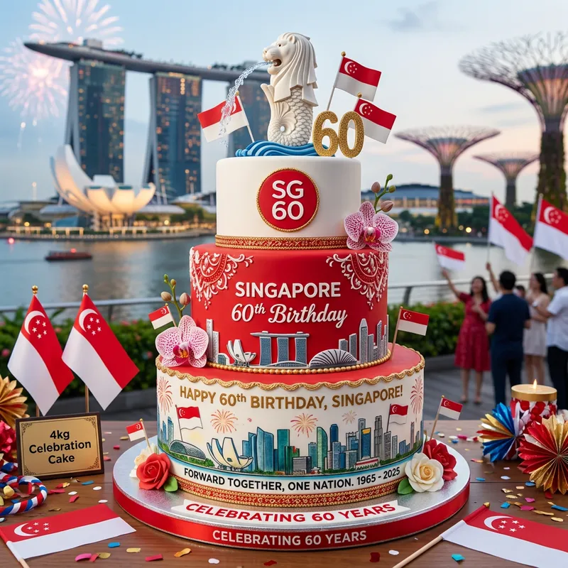 Singapore 60th Birthday Cake Design - 4kg Creation Singapore 60th Birthday Cake Design - 4kg Creation