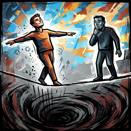 Balancing Act of Life and Death: Abstract Illustration