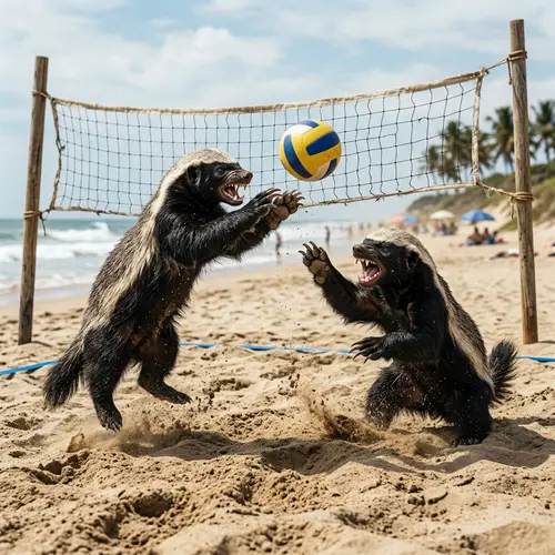 Honey Badgers Playing Volleyball