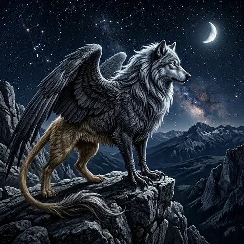 Wolf Griffin Mythical Creature - Majestic and Fierce