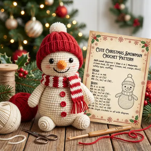 Cute Christmas Snowman Crochet Pattern