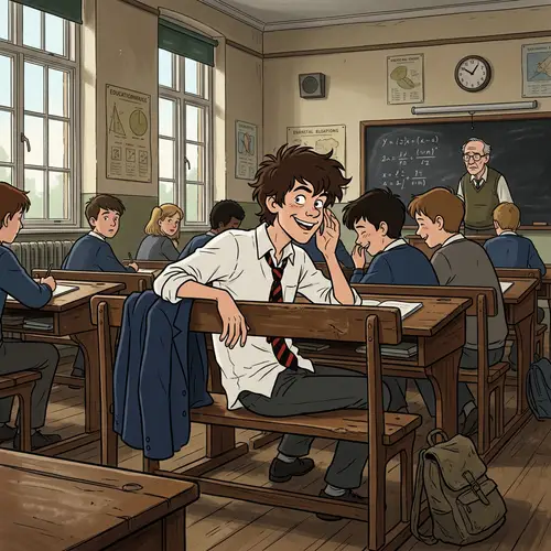 Detailed 2D Animation of a Backbencher School Boy