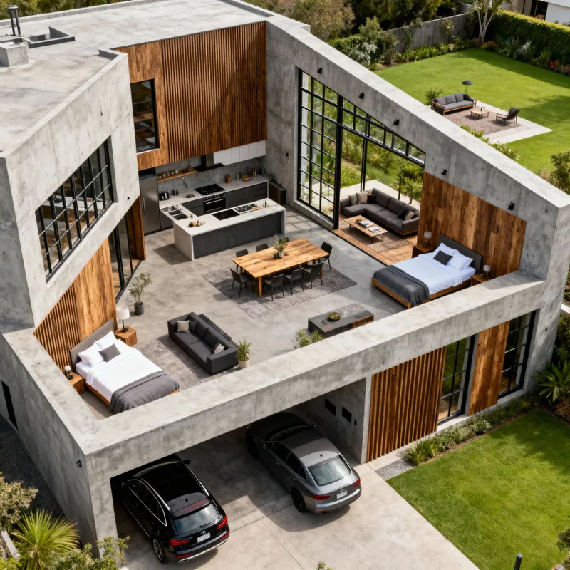 Industrial Loft Style 4 Bedroom Home Design