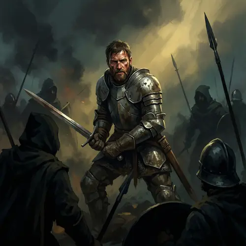 Heroic Soldier in Battle: Defying Enemies in Gritty Digital Painting