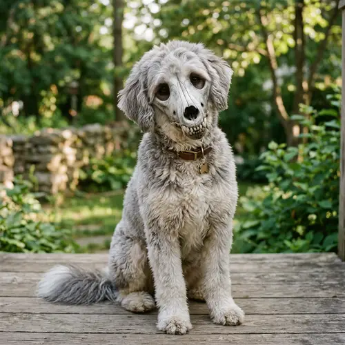 Furry Skull-Dog: Unique Pet with Friendly Appeal