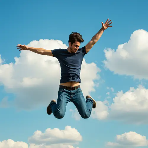 A Man Soars Through the Sky