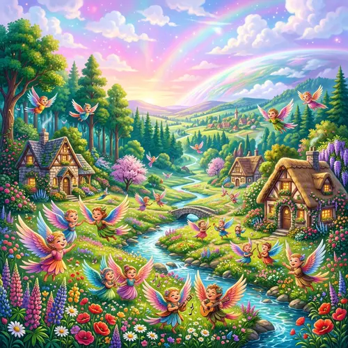 Planet of Happiness: Vibrant, Sprawling Landscape Full of Joy