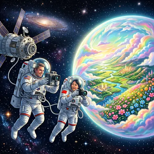 Planet of Happiness: Enchanting Scene in Outer Space