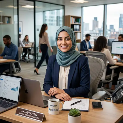 Professional Portrait of a Woman in Office Hijab