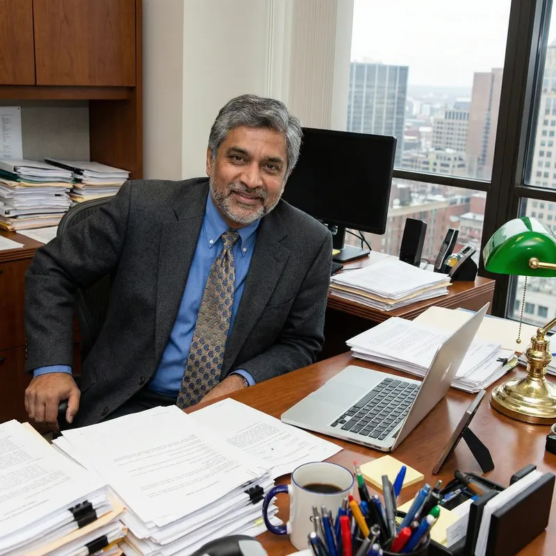 Professional South Asian Man at a Desk