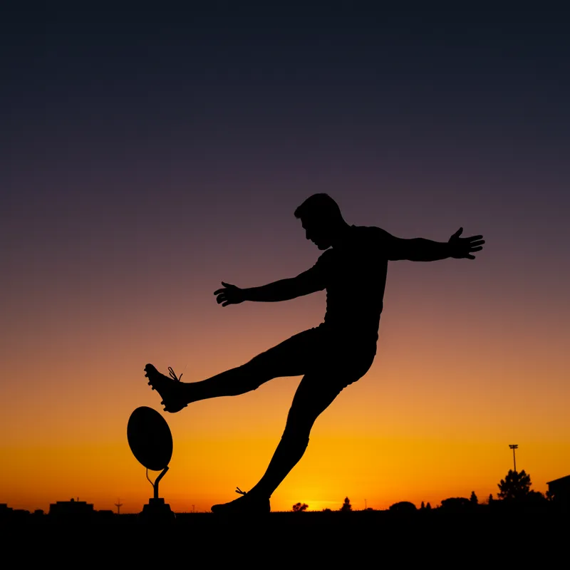 Rugby Player Kicking Ball - Silhouette Art