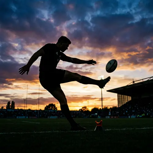 Rugby Player Kicking Ball - Silhouette Art