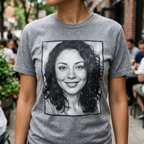 Hispanic Woman Face Framed T-Shirt Design