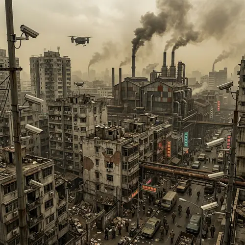 Dystopian City: Pollution and Surveillance