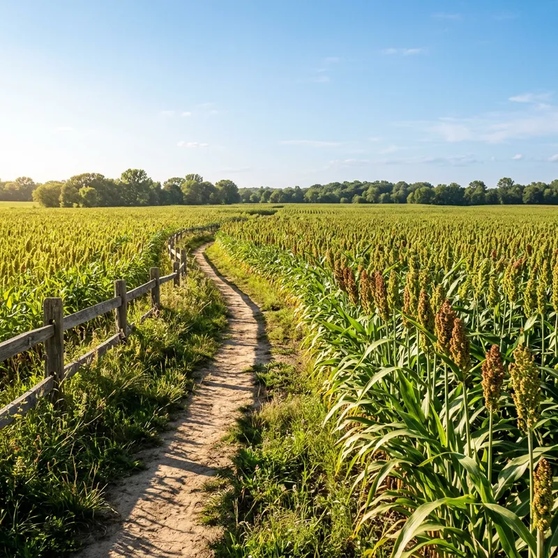 Sorghum Plot Photo: Lush Fields Under Clear Skies Sorghum Plot Photo: Lush Fields Under Clear Skies