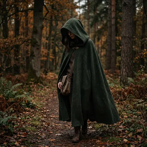 Mysterious Woman in Hooded Cloak