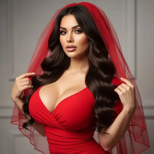 Stunning Woman in a Sexy Red Dress