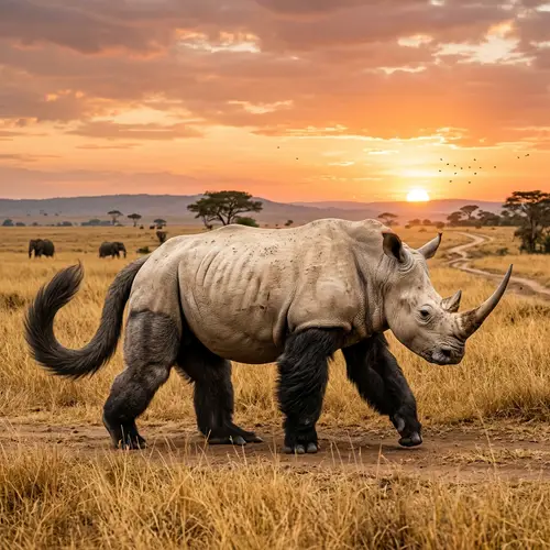 Majestic White Rhino with Gorilla Legs and Tail