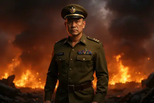 Heroic Malaysian Soldier in Battle Scene