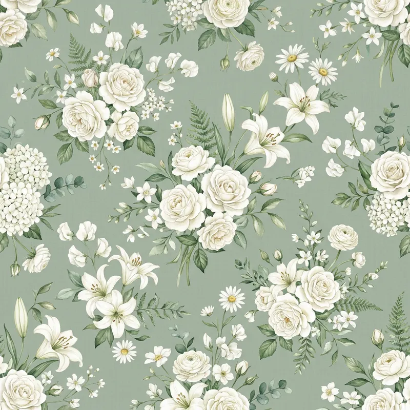Custom White Flower Man Wallpaper | Elegant Design